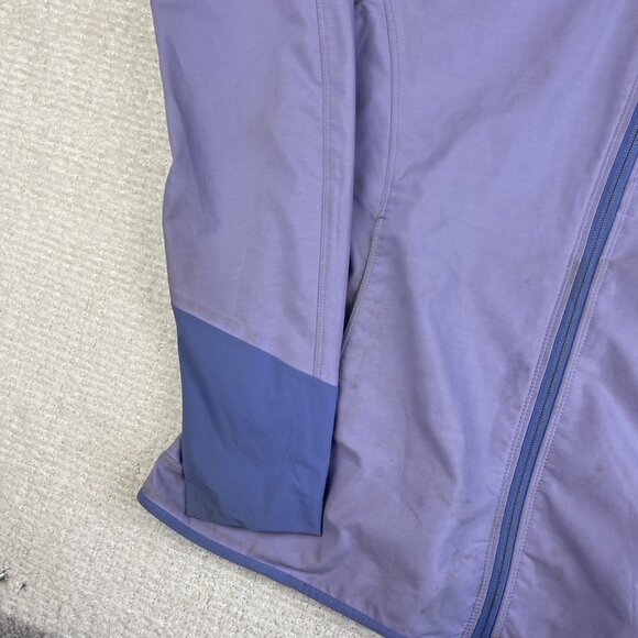Patagonia Wom Sz M Adze Hybrid Hoody  Purple Lila Soft shell Jacket Stained Read - Picture 5 of 16